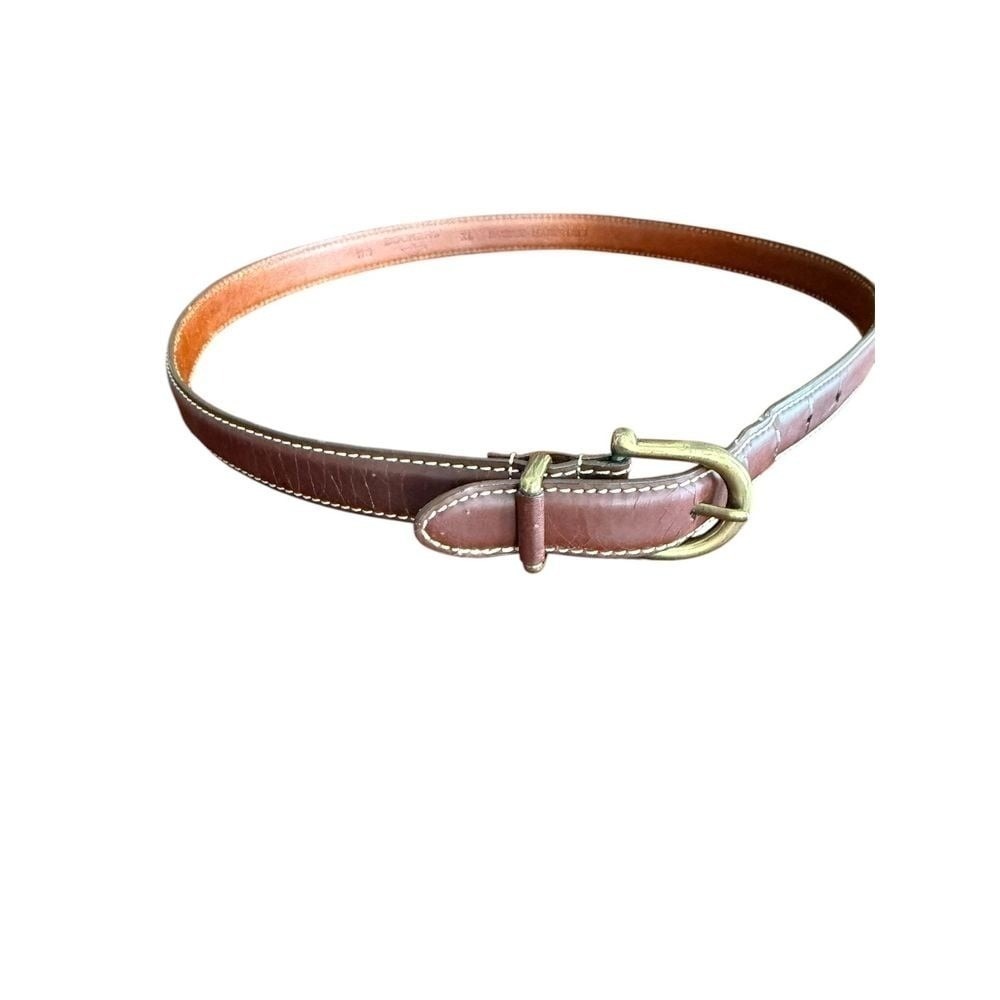 Dockers Handcrafted Brown Top Grain Leather Dress Belt - Made in USA - XL